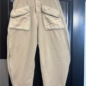 Free People Movement Timko Stylish sand Cargo Pants with Flap Pockets